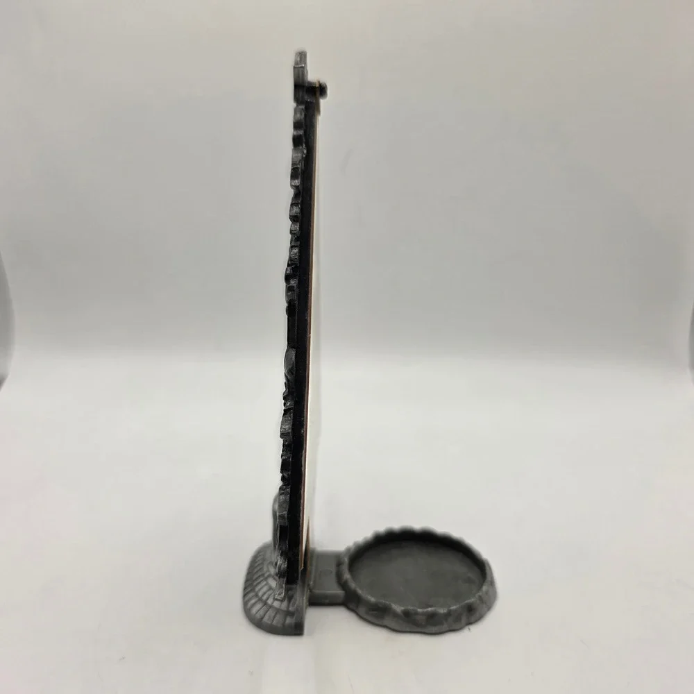 Vintage Pewter Tone Metal Christmas Tree Tea Light Candle Holder Nutcracker Star